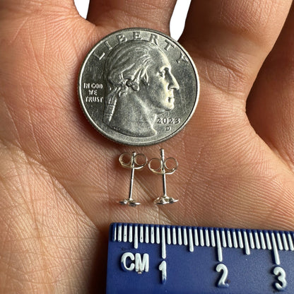 Sterling Silver Heart Stud Earrings 5mm Crystal Tiny Studs