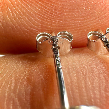 6mm Turquoise Stud Earrings — Genuine Turquoise 925 Sterling Silver