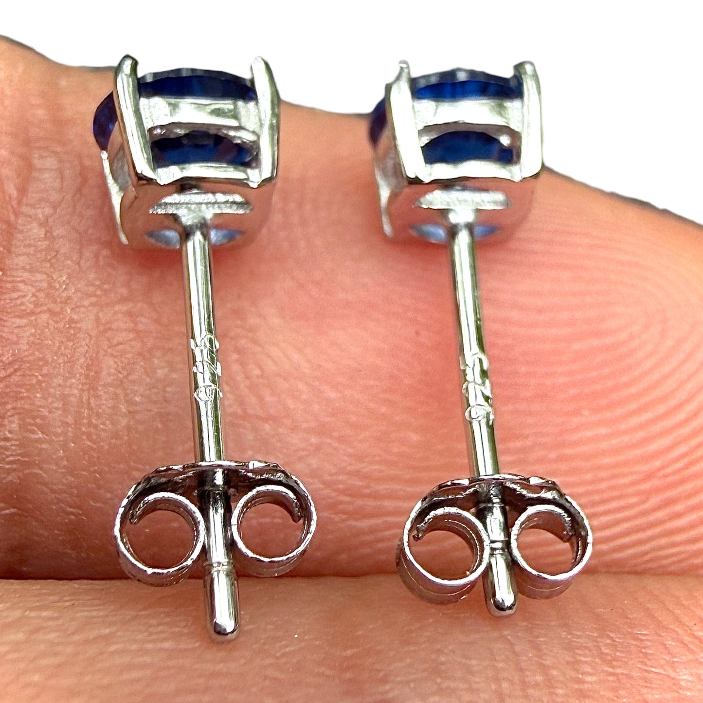 Sapphire Stud Earrings 5mm 925 Sterling Silver Round CZ