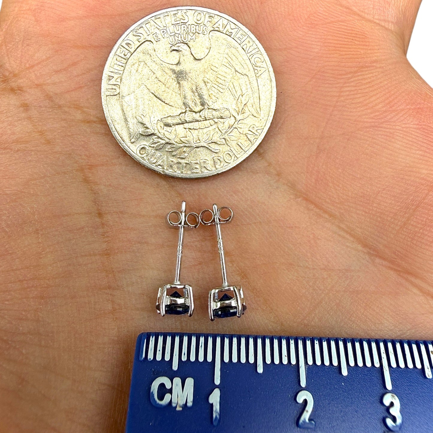Sapphire Stud Earrings 5mm 925 Sterling Silver Round CZ