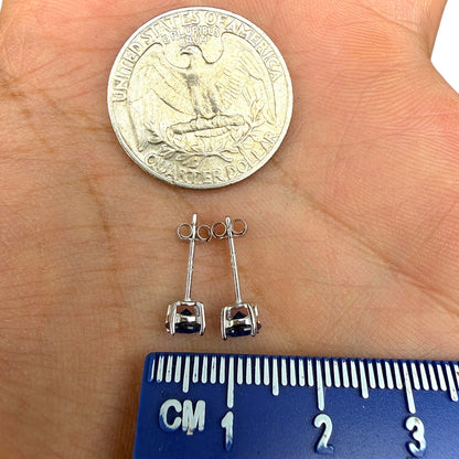 Sapphire Stud Earrings 5mm 925 Sterling Silver Round CZ