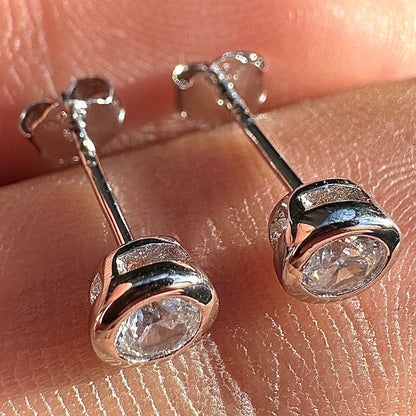 Cubic Zirconia Stud Earrings 4mm Sterling Silver