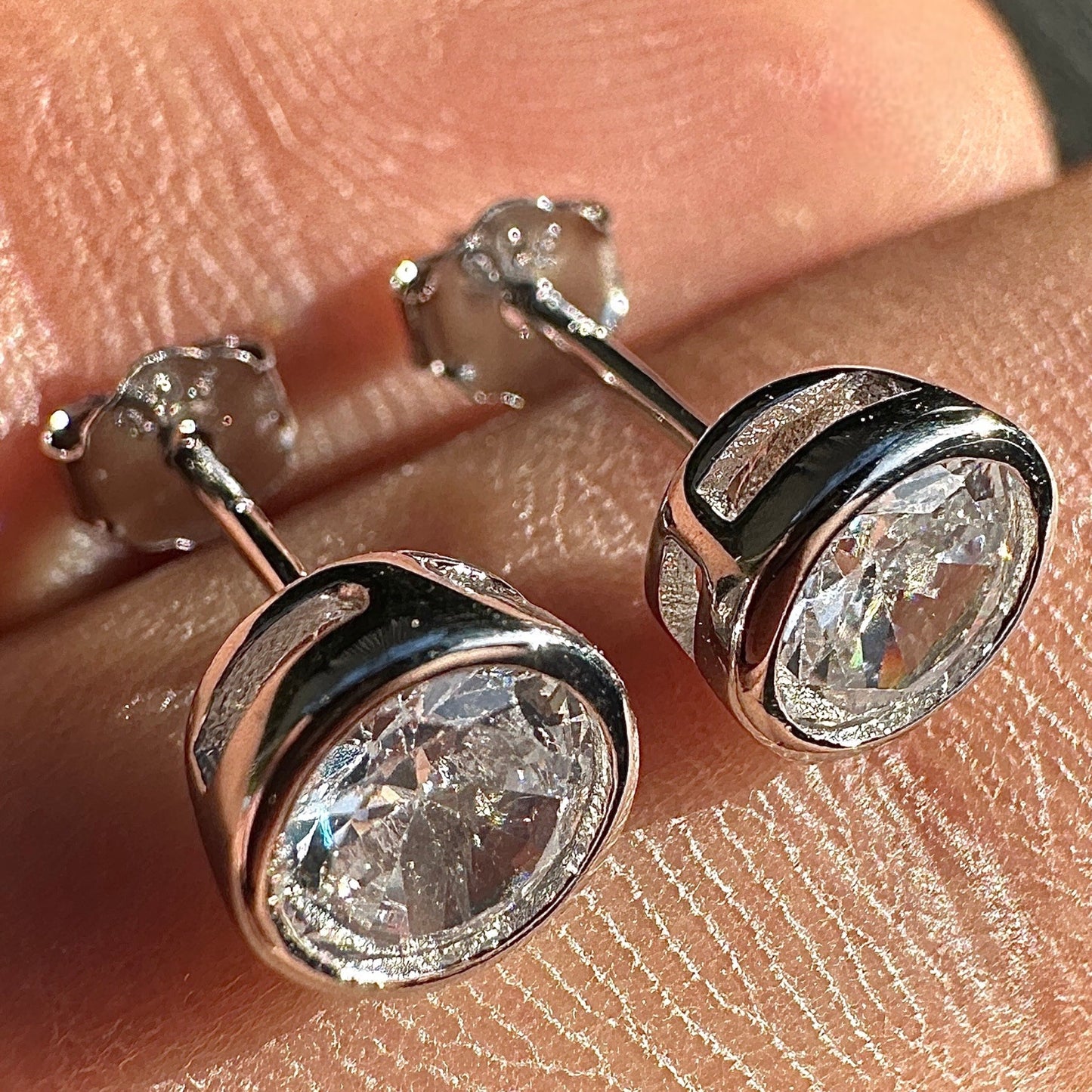 Cubic Zirconia Stud Earrings 5mm Sterling Silver