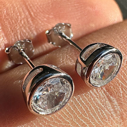 Cubic Zirconia Stud Earrings 5mm Sterling Silver