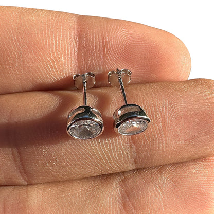Cubic Zirconia Stud Earrings 5mm Sterling Silver