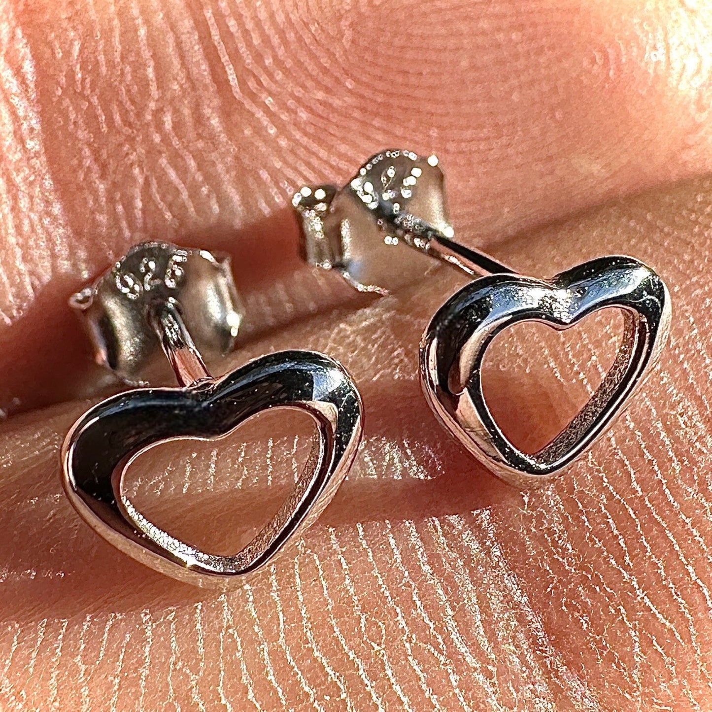 Heart Stud Earrings 6mm Sterling Silver