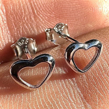Heart Stud Earrings 6mm Sterling Silver