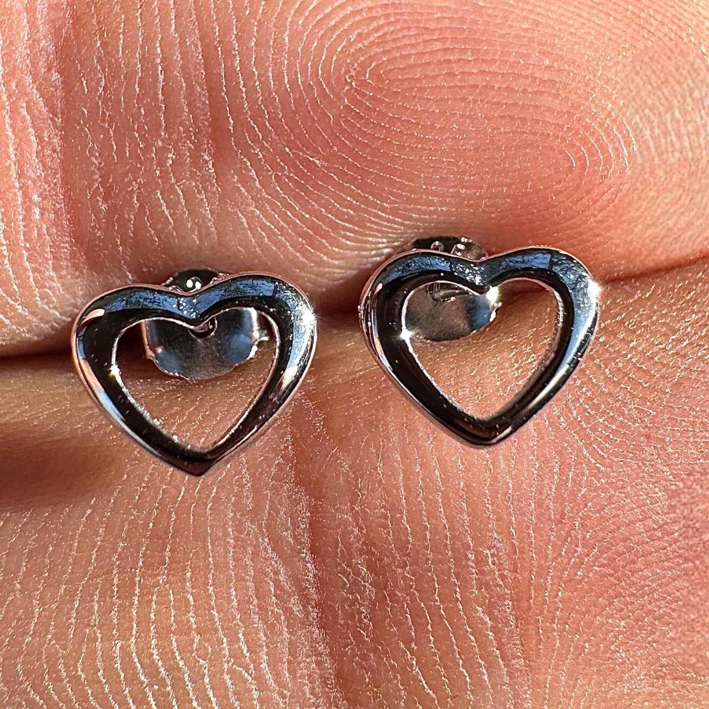 Heart Stud Earrings 6mm Sterling Silver