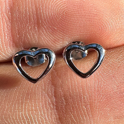 Heart Stud Earrings 6mm Sterling Silver