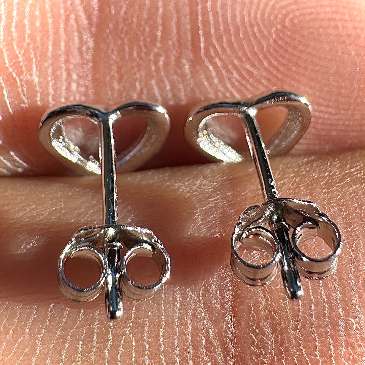 Heart Stud Earrings 6mm Sterling Silver