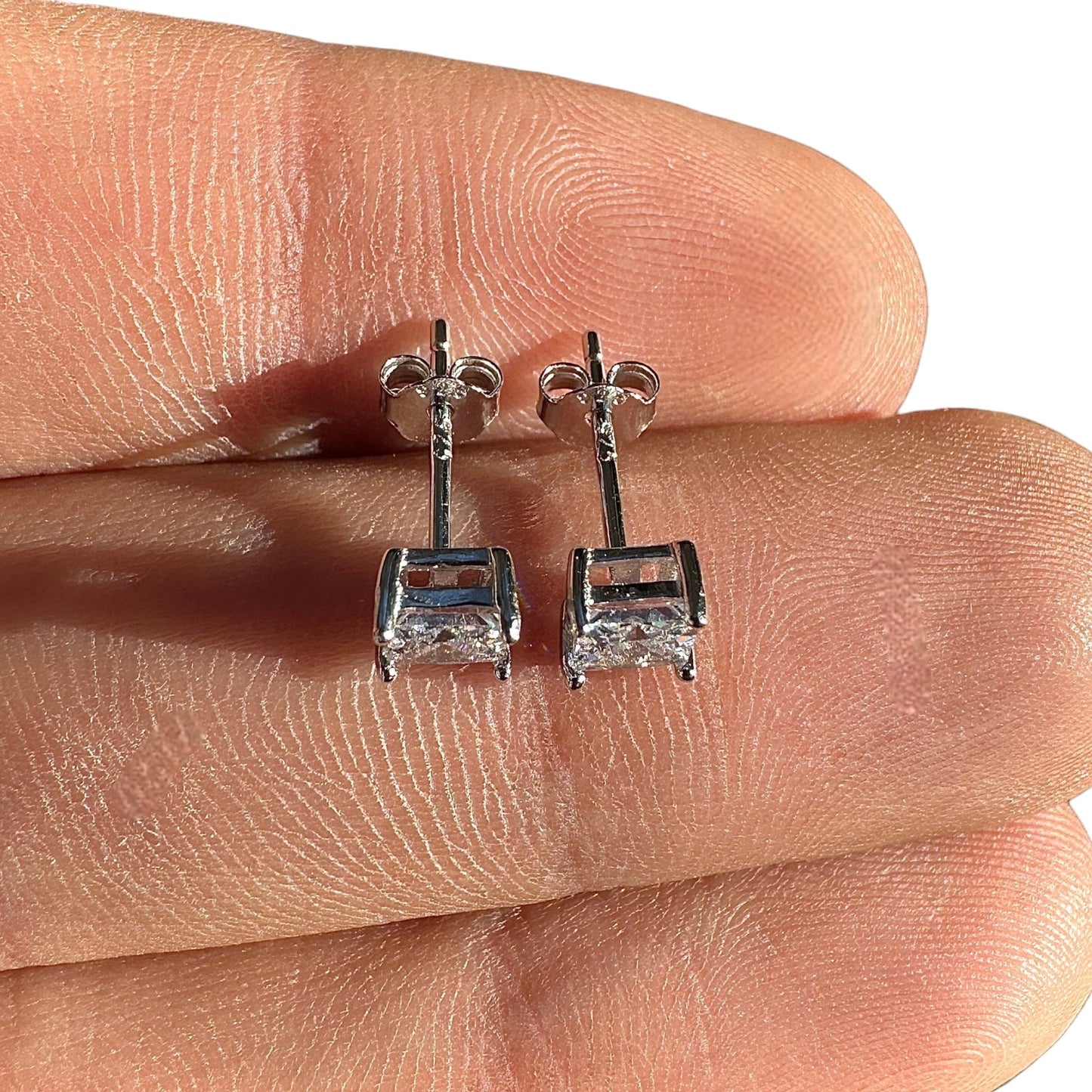 Cubic Zirconia Stud Earrings 4mm Sterling Silver
