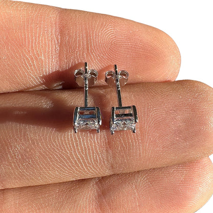 Cubic Zirconia Stud Earrings 4mm Sterling Silver