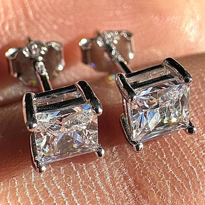 Cubic Zirconia Stud Earrings 4mm Sterling Silver