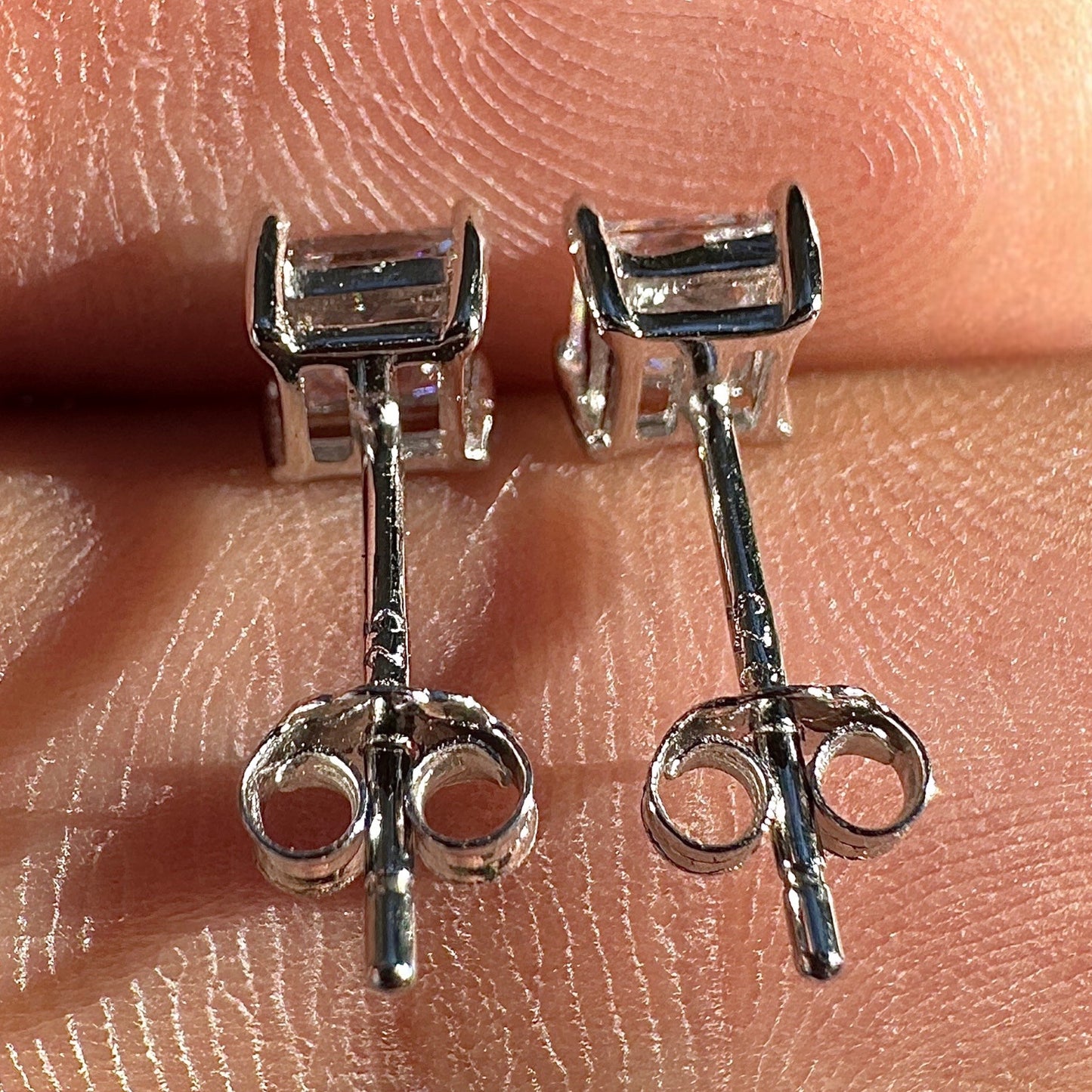 Cubic Zirconia Stud Earrings 4mm Sterling Silver