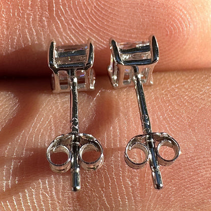 Cubic Zirconia Stud Earrings 4mm Sterling Silver