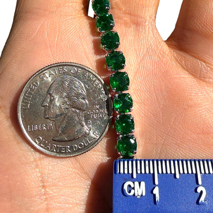 Green Tennis Bracelet Silver Plated 6.7 Inch or 7.5 Inch