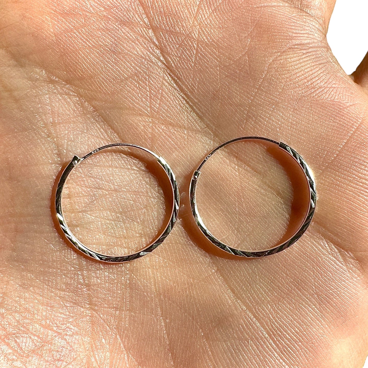 Sterling Silver Hoop Earrings 20mm Diamond Cut Small Hoops