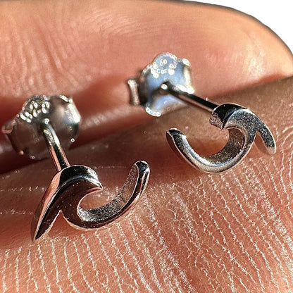 Wave Stud Earrings 925 Sterling Silver 3mm Tiny Minimalist Studs