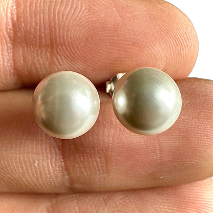Pearl Stud Earrings 8mm 925 Sterling Silver Imitation Pearl Studs