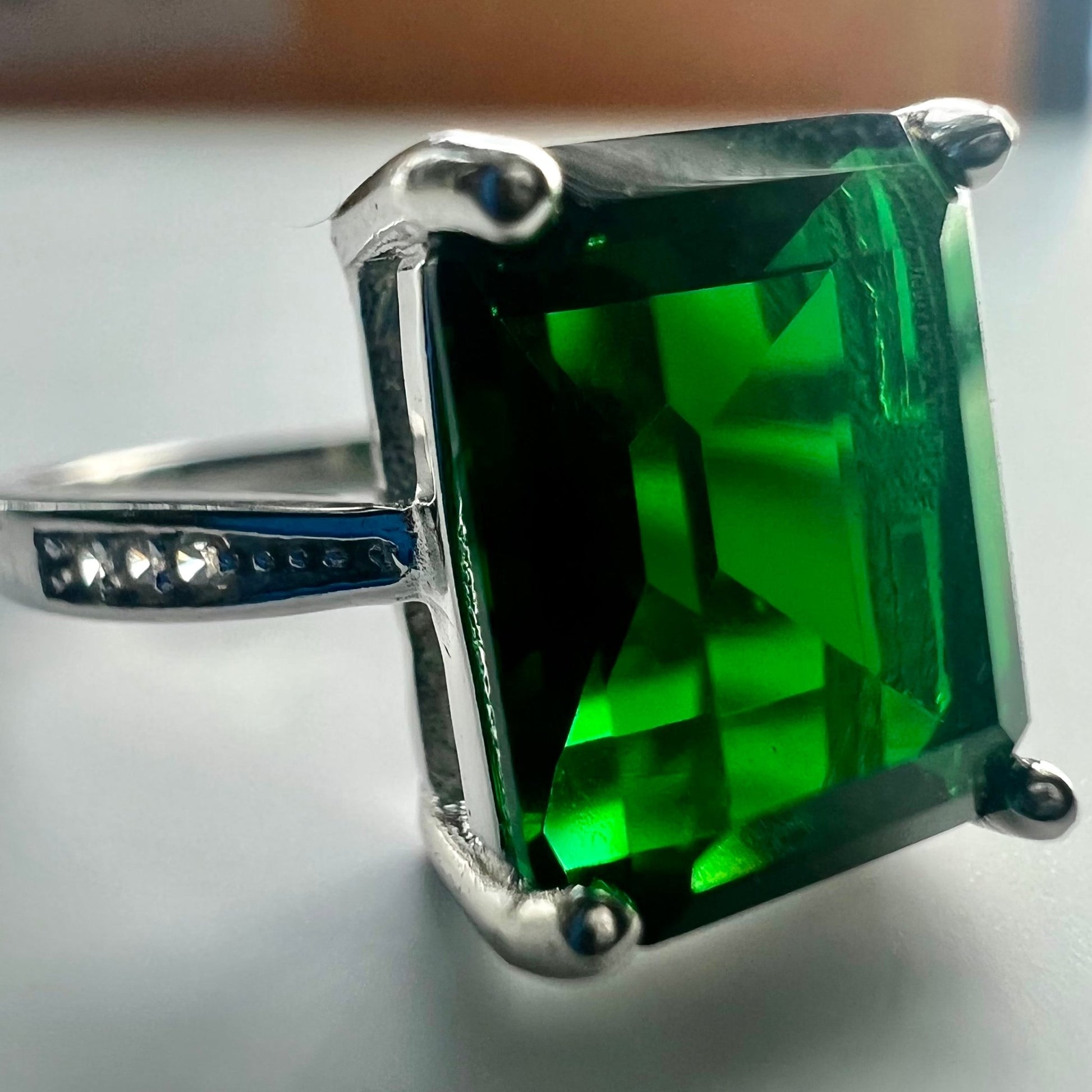Emerald Cut Ring For Women 4.00 CTTW Sterling Silver Size 6-9 - LEOPRA