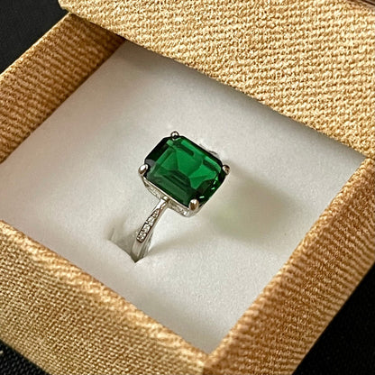 Emerald Cut Ring For Women 4.00 CTTW Sterling Silver Size 6-9 - LEOPRA