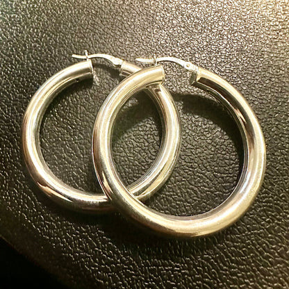 Large Hoop Earrings for Women 925 Sterling Silver 5MM Thick 40MM - leoshopdeals