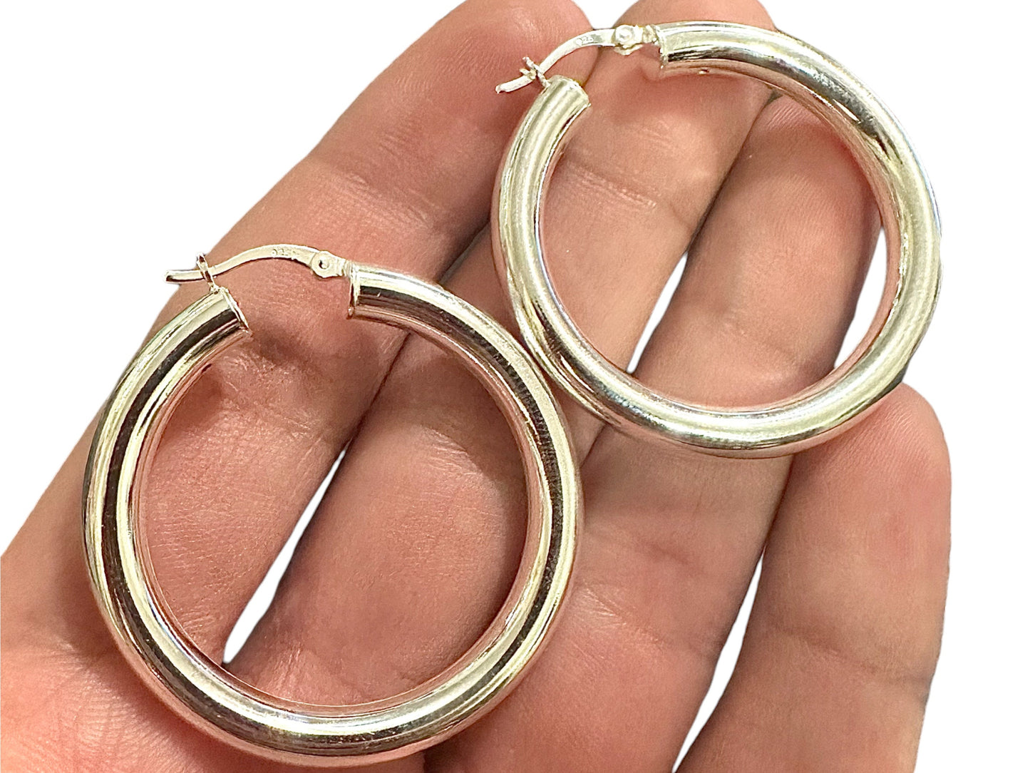 Large Hoop Earrings for Women 925 Sterling Silver 5MM Thick 40MM - leoshopdeals