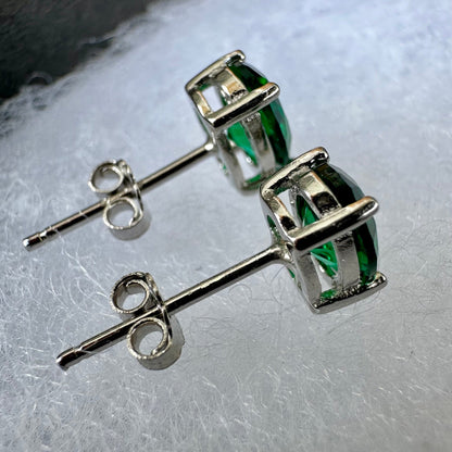 Oval Cut Emerald 925 Sterling Silver Stud Earrings - LEOPRA