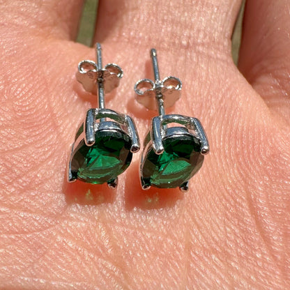 Oval Cut Emerald 925 Sterling Silver Stud Earrings - LEOPRA