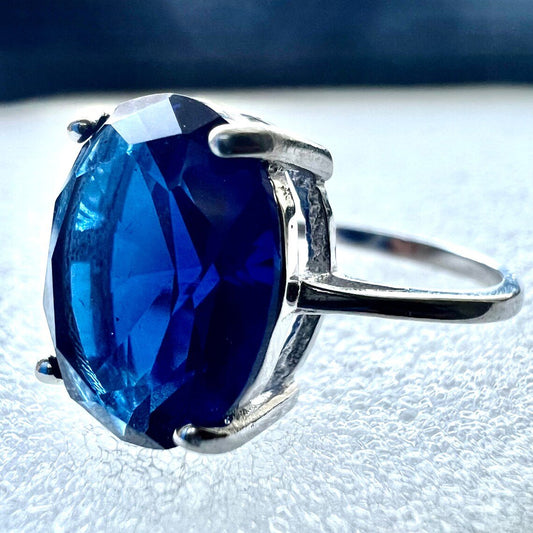 Oval Cut Sapphire-Created 925 Sterling Silver Ring Sizes 6-9 Women - LEOPRA